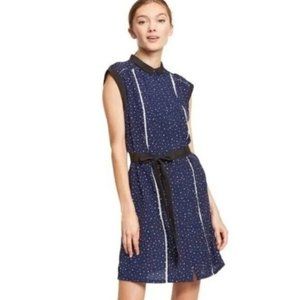 Jason Wu Pleated Dress Navy Polka Dot Size S